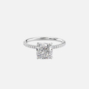  The Pave Petal Kamellie Cushion Moissanite Ring 14k White Gold 001