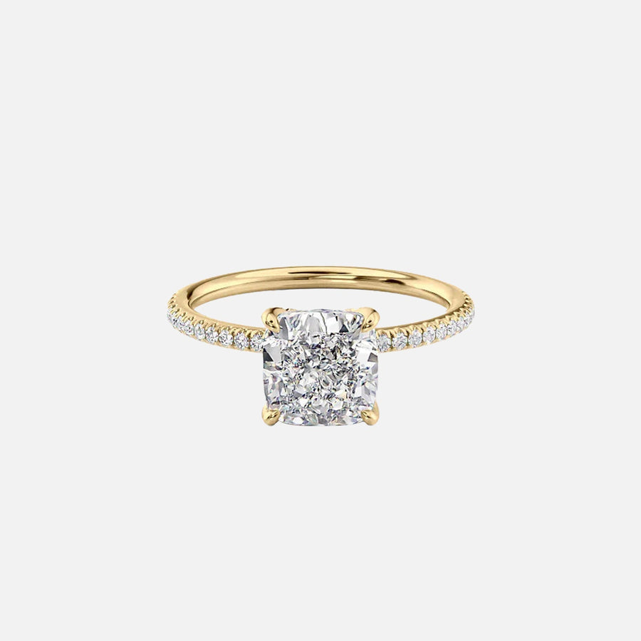  The Pave Petal Kamellie Cushion Moissanite Ring 18k Yellow Gold 001