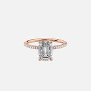  The Pave Petal Kamellie Emerald Moissanite Ring 18k Rose Gold 001