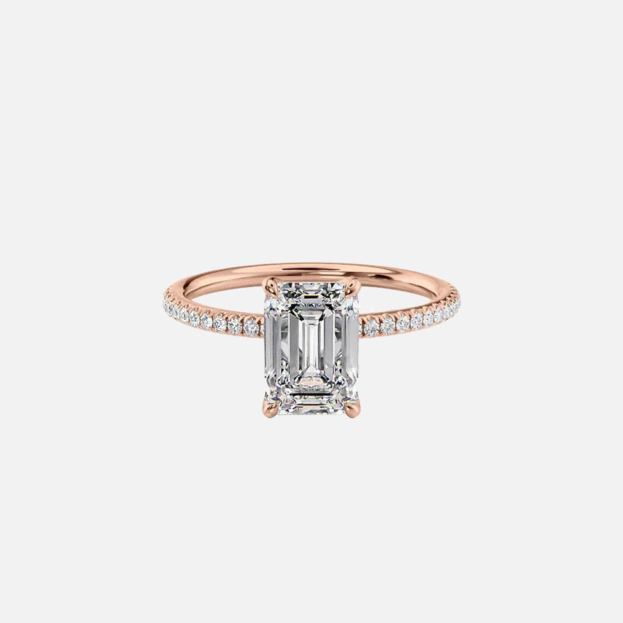  The Pave Petal Kamellie Emerald Moissanite Ring 18k Rose Gold 001