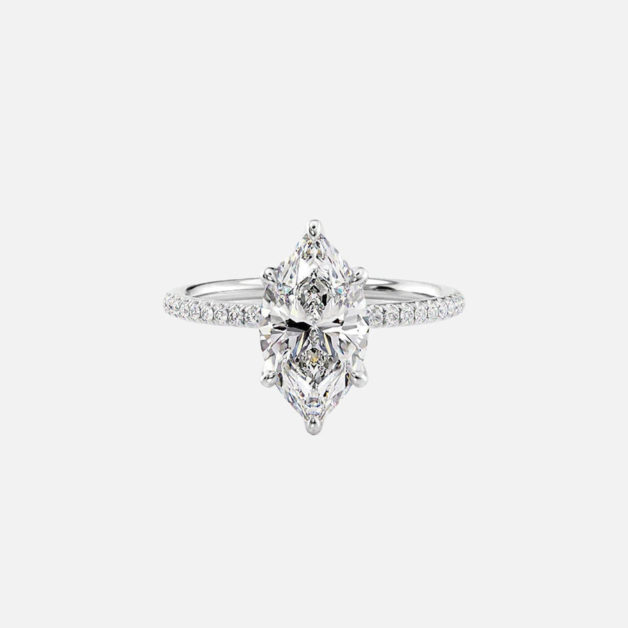  The Pave Petal Kamellie Marquise Lab Diamond Ring 14k White Gold 001