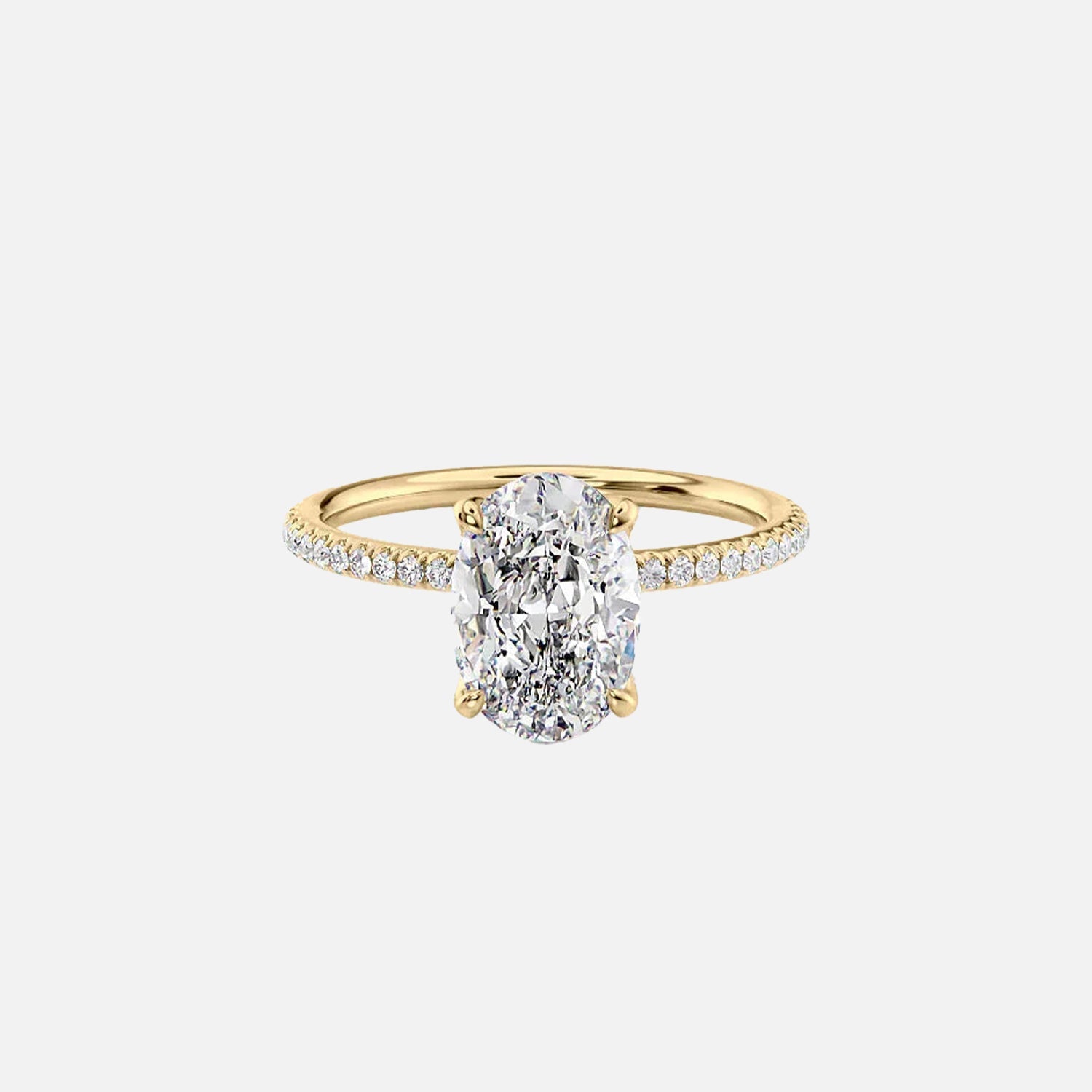 The Pave Petal Kamellie Oval Lab Diamond Ring 14k Yellow Gold 001