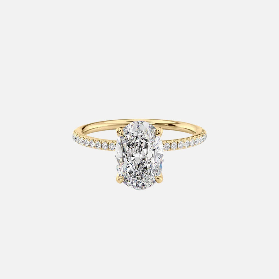 The Pave Petal Kamellie Oval Lab Diamond Ring 14k Yellow Gold 001