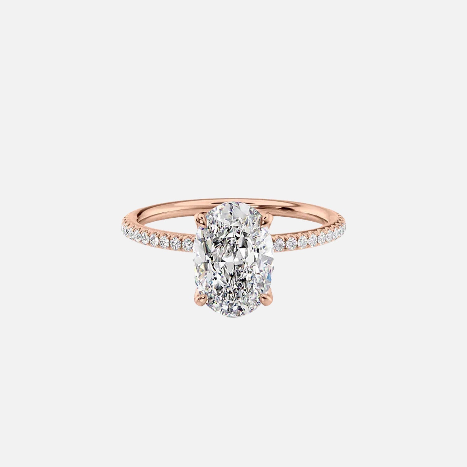  The Pave Petal Kamellie Oval Moissanite Ring 14k Rose Gold 001