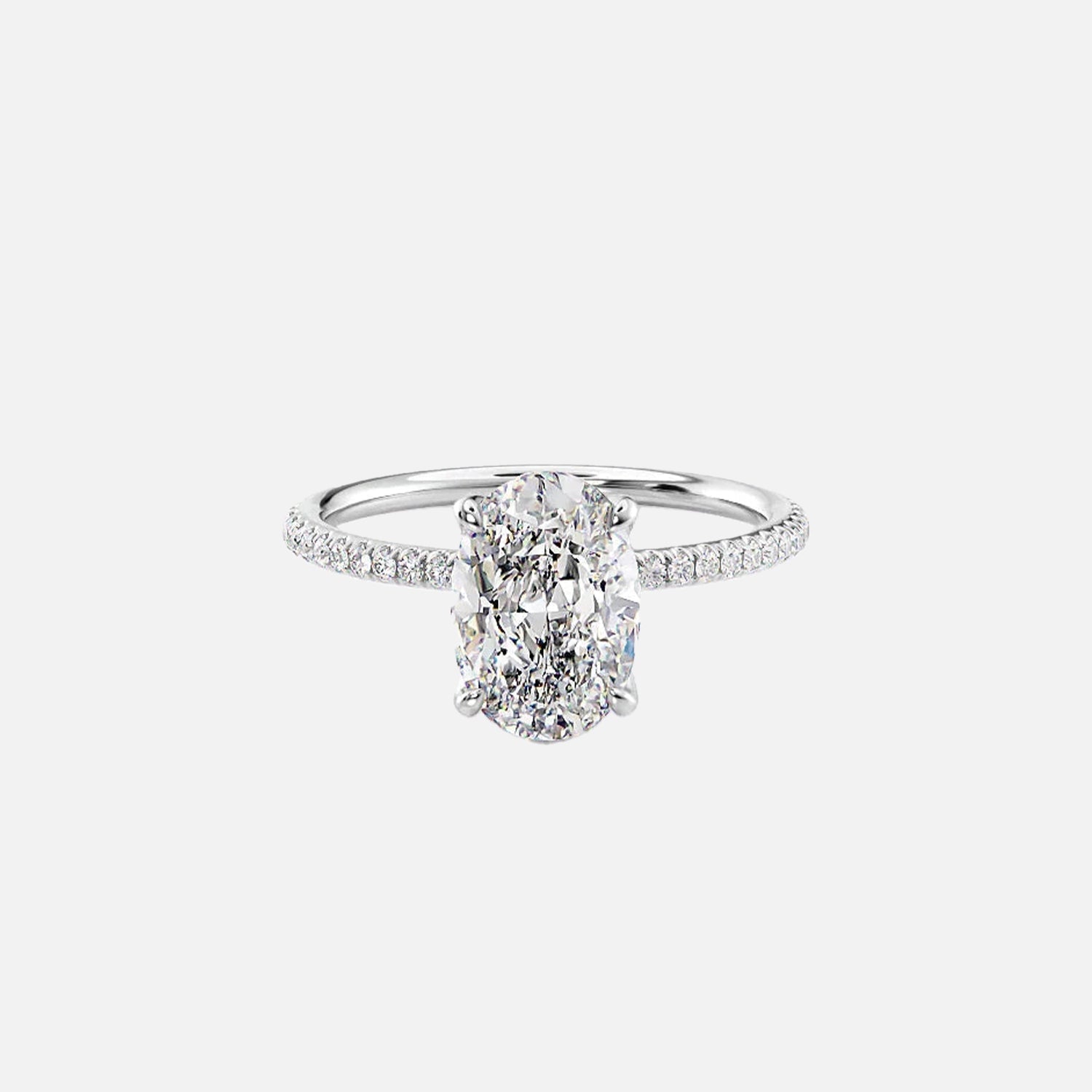  The Pave Petal Kamellie Oval Moissanite Ring 14k White Gold 001