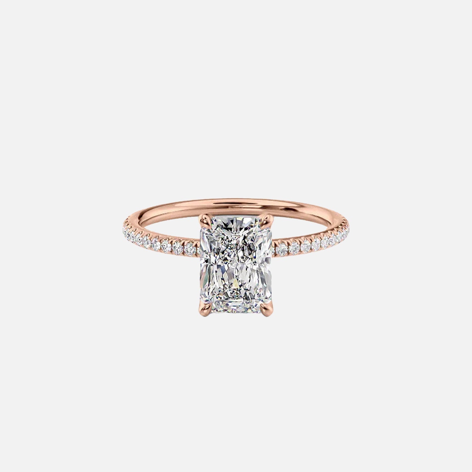  The Pave Petal Kamellie Radiant Moissanite Ring 14k Rose Gold 001
