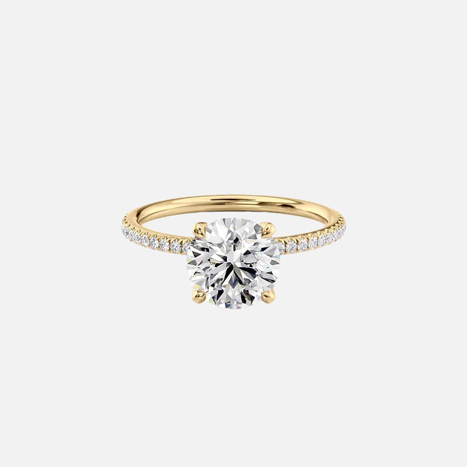 The Pave Petal Kamellie Round Lab Diamond Ring 14k Yellow Gold 001