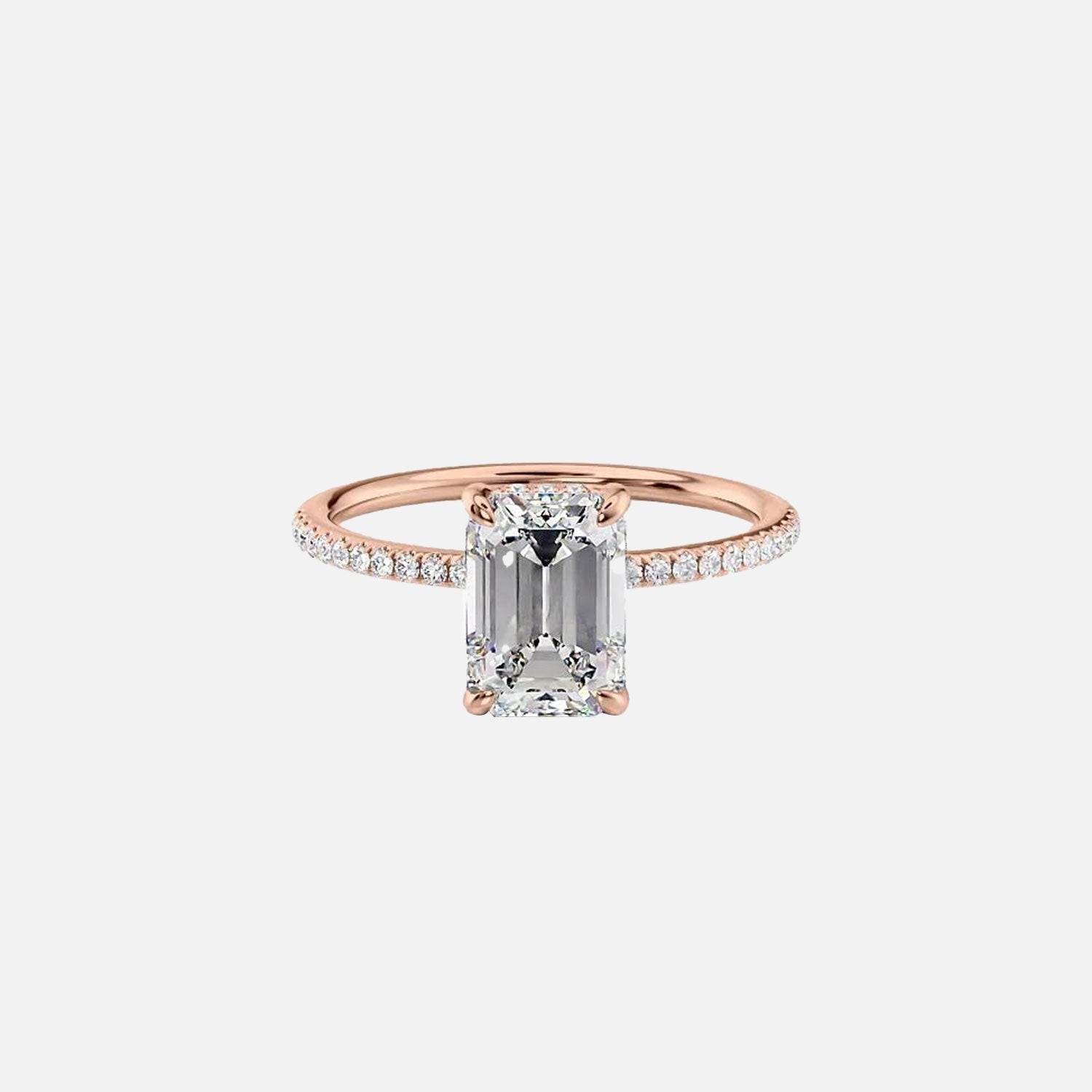  The Pave Sarah Emerald Lab Diamond Ring 14k Rose Gold 001