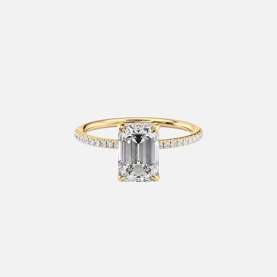 The Pave Sarah Emerald Lab Diamond Ring 14k Yellow Gold 001