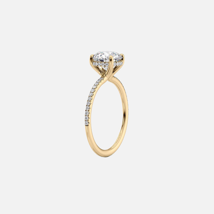  The Pave Sarah Oval Moissanite Ring 14k Yellow Gold 002