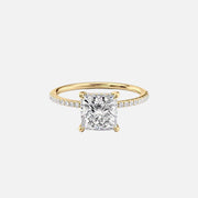  The Pave Sarah Princess Moissanite Ring 18k Yellow Gold 001
