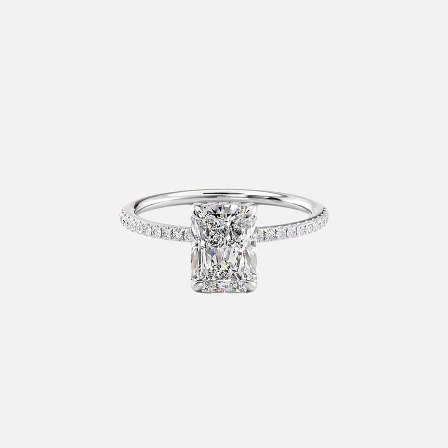  The Pave Sarah Radiant Lab Diamond Ring 14k White Gold 001