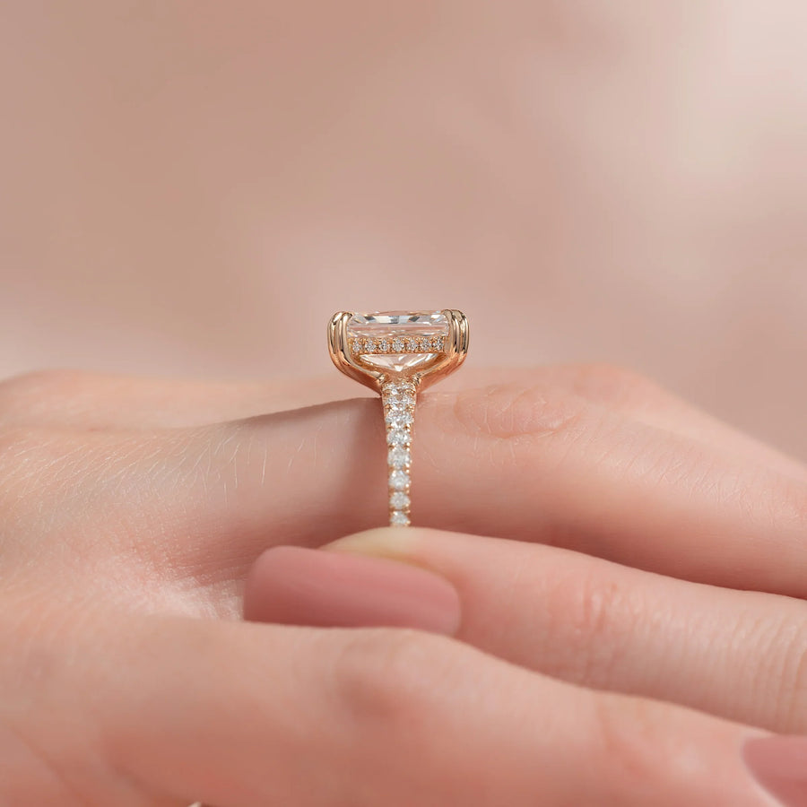 The Pave Sarah Radiant Lab Diamond Ring 18k Rose Gold 004 Final
