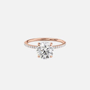  The Pave Sarah Round Lab Diamond Ring 18k Rose Gold 001