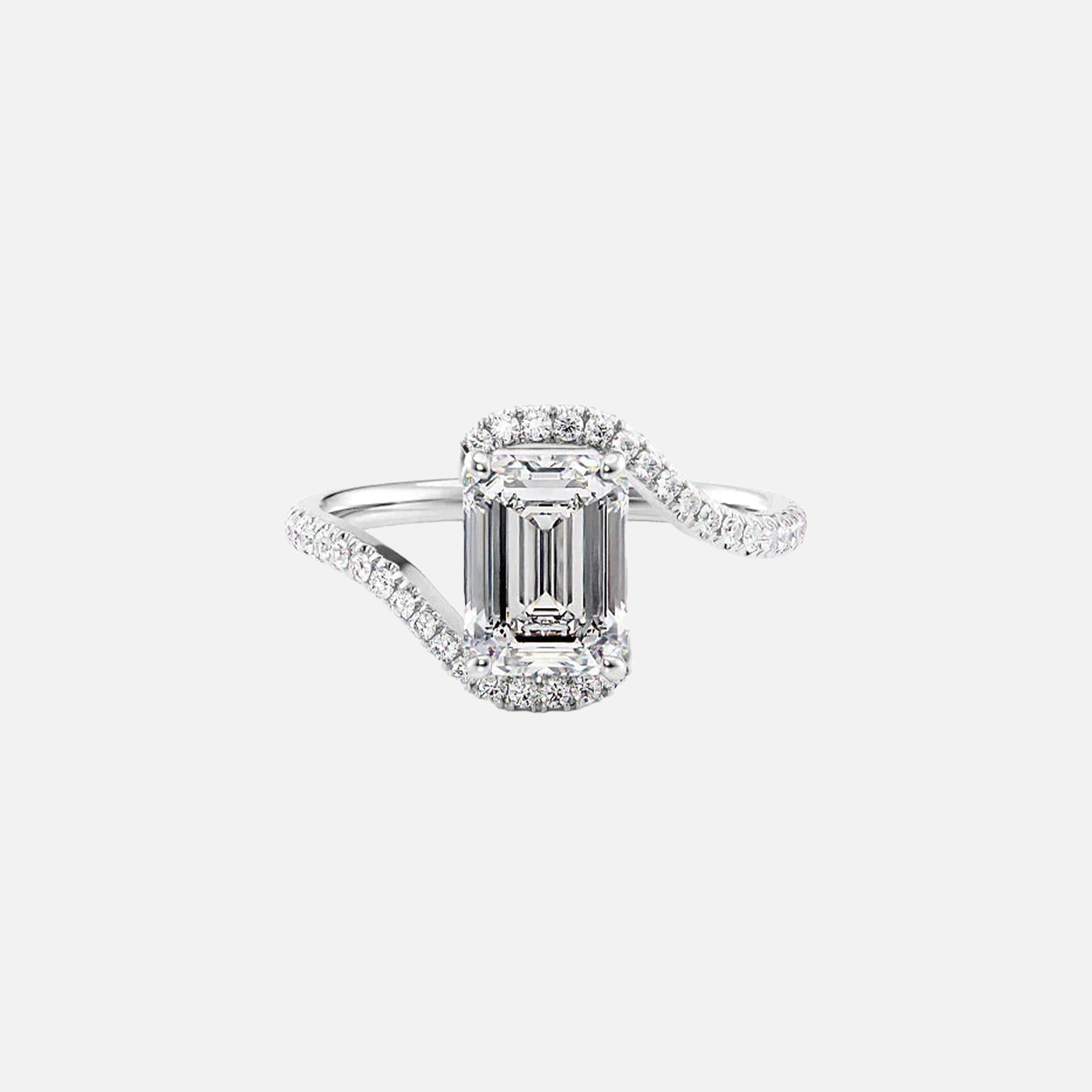  The Pave Skyler Emerald Lab Diamond Ring 14k White Gold 001 a55de27c-76ba-4c87-9788-7c751f22bad6