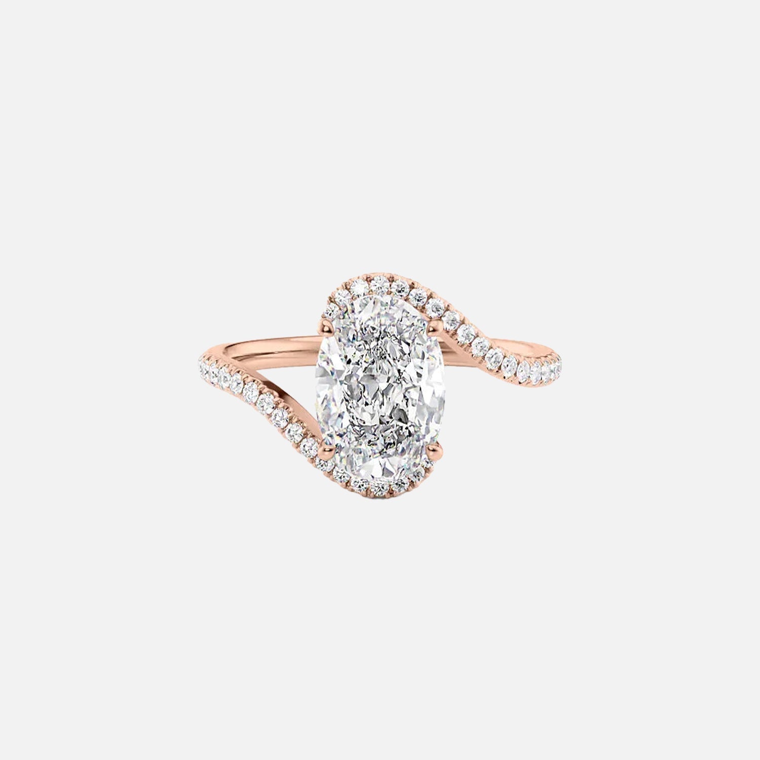  The Pave Skyler Oval Moissanite Ring 14k Rose Gold 001