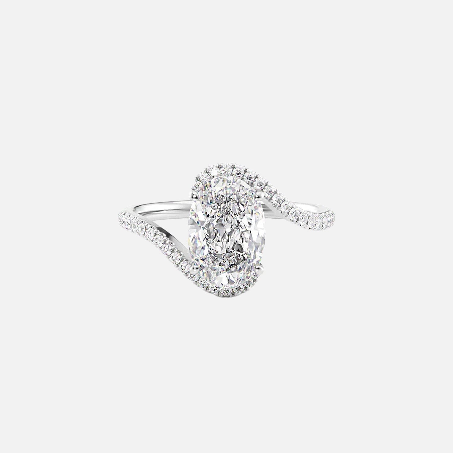  The Pave Skyler Oval Moissanite Ring 14k White Gold 001
