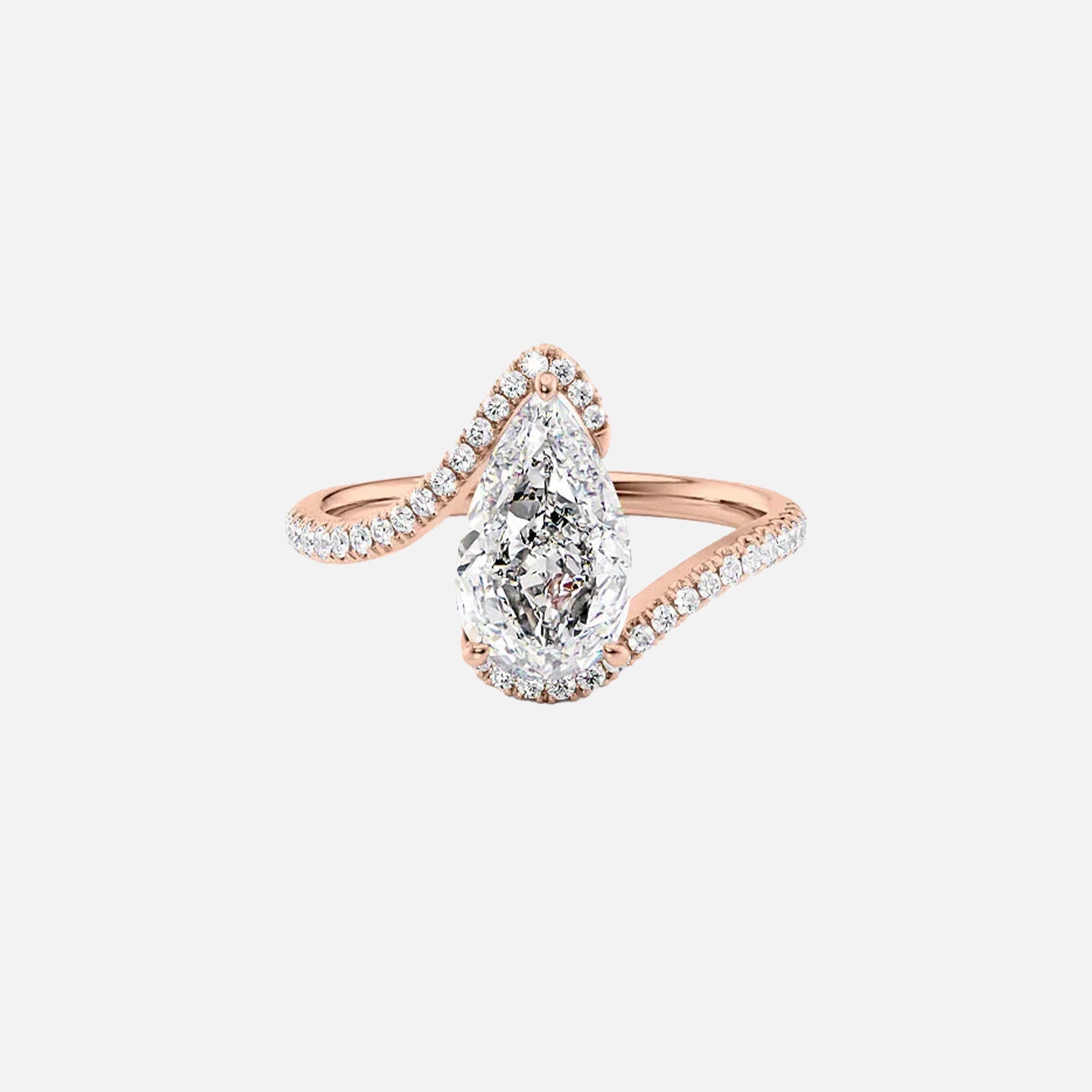  The Pave Skyler Pear Moissanite Ring 14k Rose Gold 001