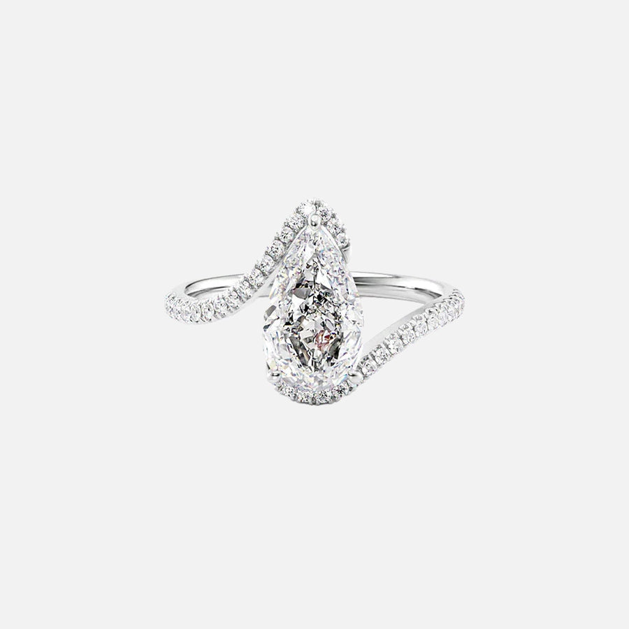 The Pave Skyler Pear Moissanite Ring 14k White Gold 001