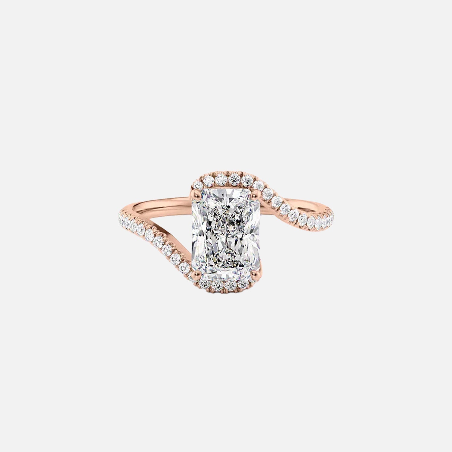  The Pave Skyler Radiant Moissanite Ring 14k Rose Gold 001