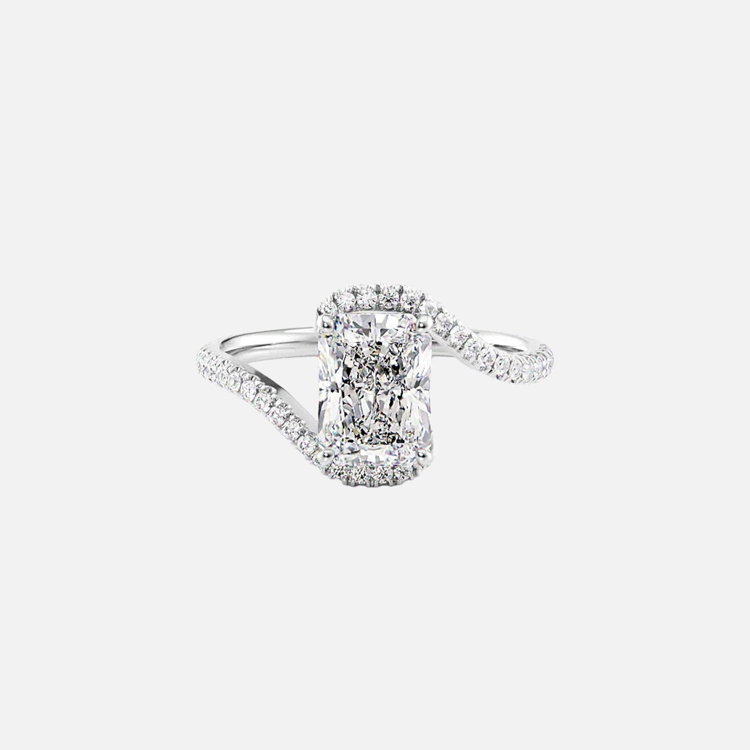  The Pave Skyler Radiant Moissanite Ring 14k White Gold 001