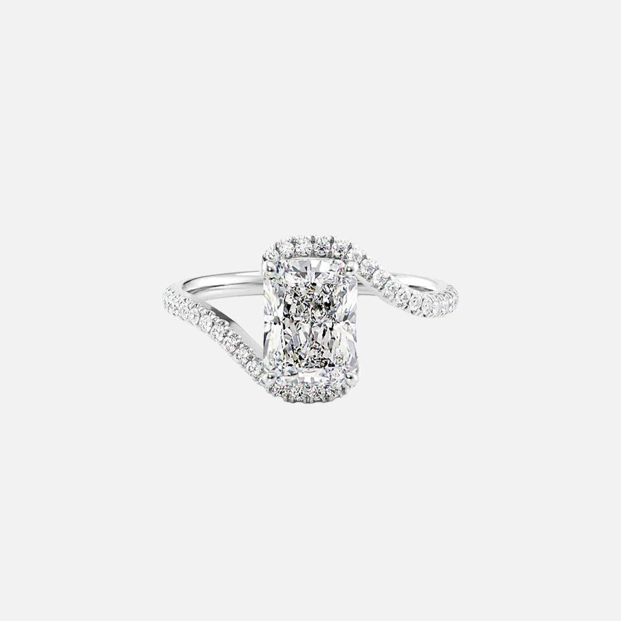  The Pave Skyler Radiant Moissanite Ring 18k White Gold 001