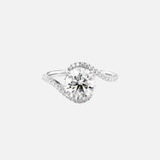  The Pave Skyler Round Moissanite Ring 14k White Gold 001