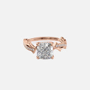  The Pave Twig Cushion Lab Diamond Ring 18k Rose Gold 001