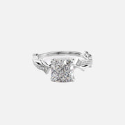  The Pave Twig Cushion Moissanite Ring 18k White Gold 001