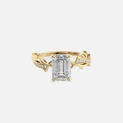  The Pave Twig Emerald Moissanite Ring 18k Yellow Gold 001
