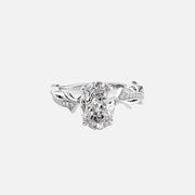  The Pave Twig Oval Lab Diamond Ring 18k White Gold 001