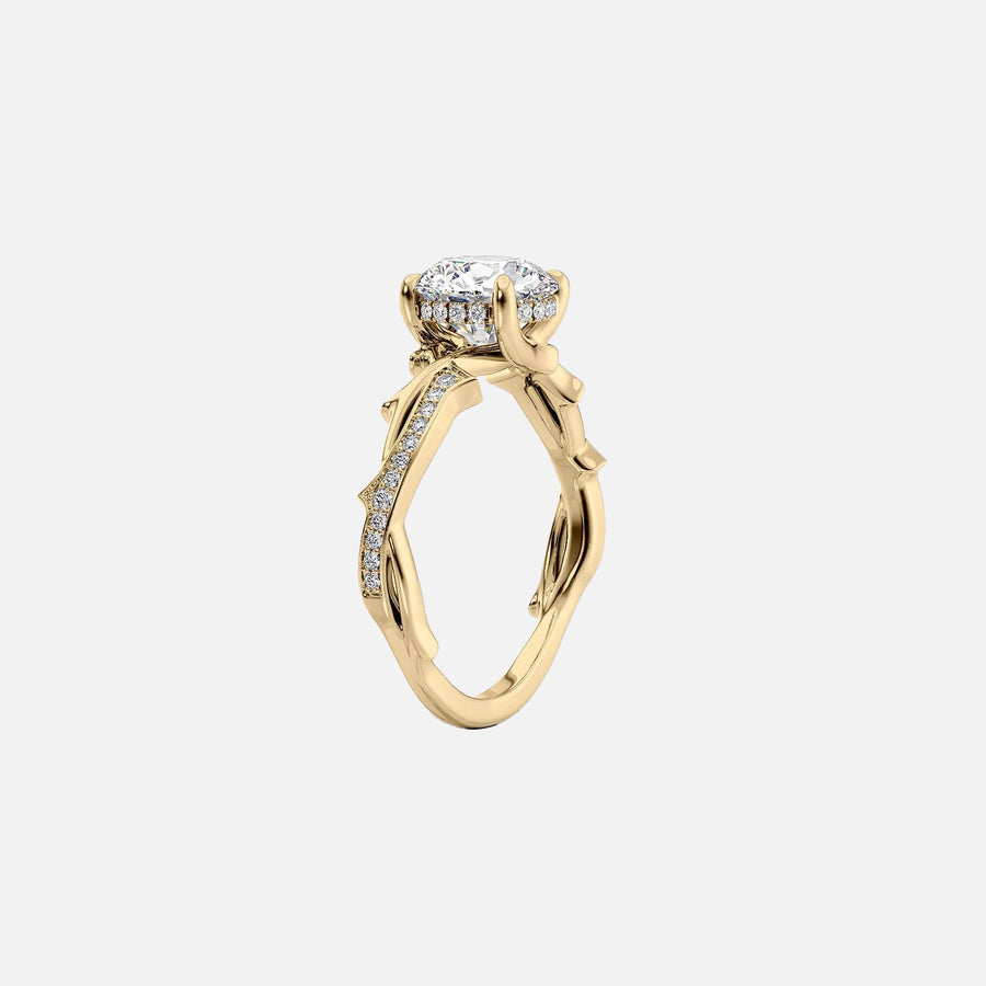  The Pave Twig Oval Moissanite Ring 14k Yellow Gold 002