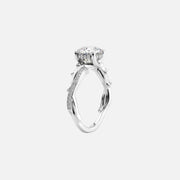  The Pave Twig Oval Moissanite Ring 18k White Gold 002