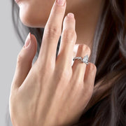  The Pave Twig Pear Moissanite Ring 14k White Gold 003