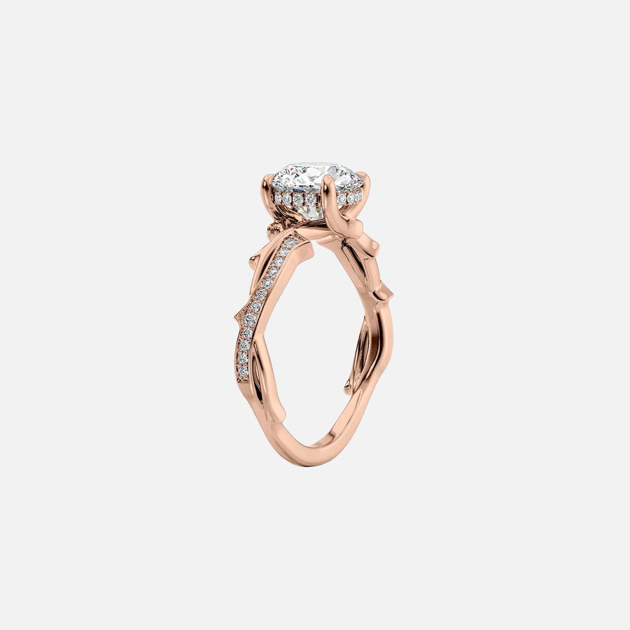  The Pave Twig Princess Moissanite Ring 14k Rose Gold 002