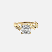 The Pave Twig Princess Moissanite Ring 14k Yellow Gold 001