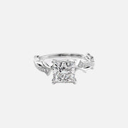  The Pave Twig Princess Moissanite Ring 18k White Gold 001