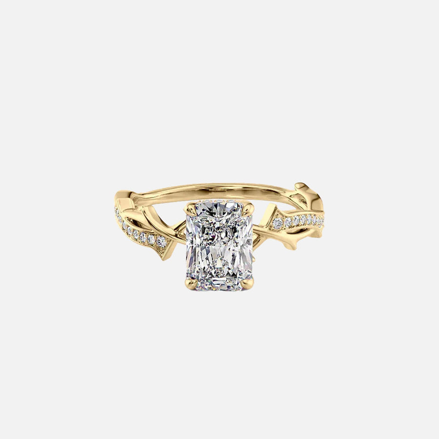  The Pave Twig Radiant Lab Diamond Ring 18k Yellow Gold 001