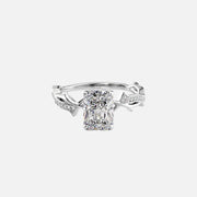  The Pave Twig Radiant Moissanite Ring 18k White Gold 001