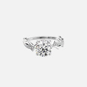  The Pave Twig Round Moissanite Ring 18k White Gold 001
