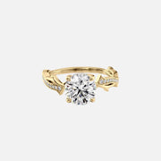  The Pave Twig Round Moissanite Ring 18k Yellow Gold 001