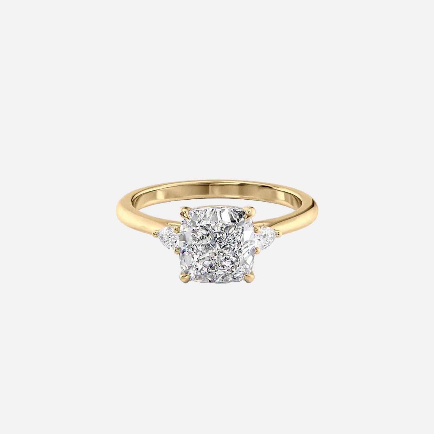 The Pears Liv Cushion Lab Diamond Ring 14k Yellow Gold 001