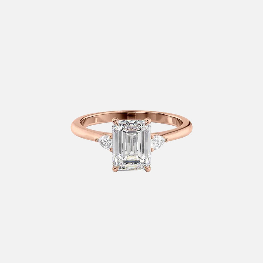  The Pears Liv Emerald Moissanite Ring 14k Rose Gold 001