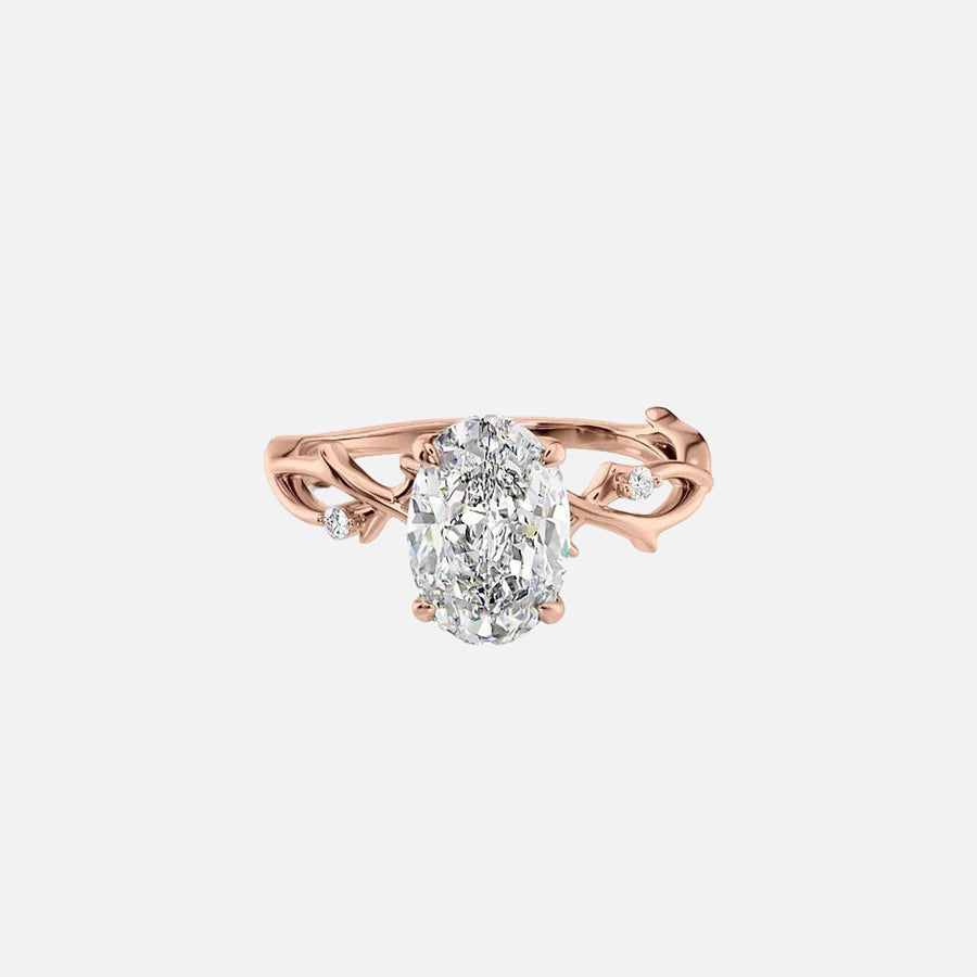  The Polished Twig Polished Oval Lab Diamond Ring 14k Rose Gold 001