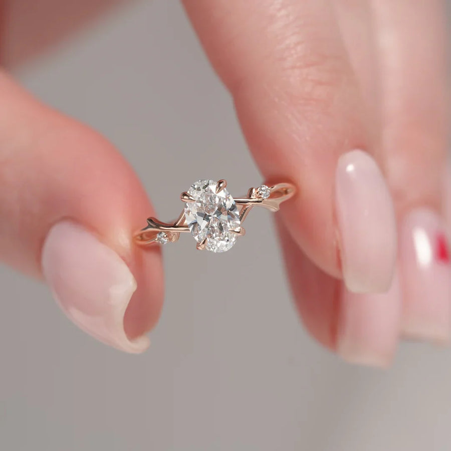  The Polished Twig Polished Oval Lab Diamond Ring 14k Rose Gold 003 Final