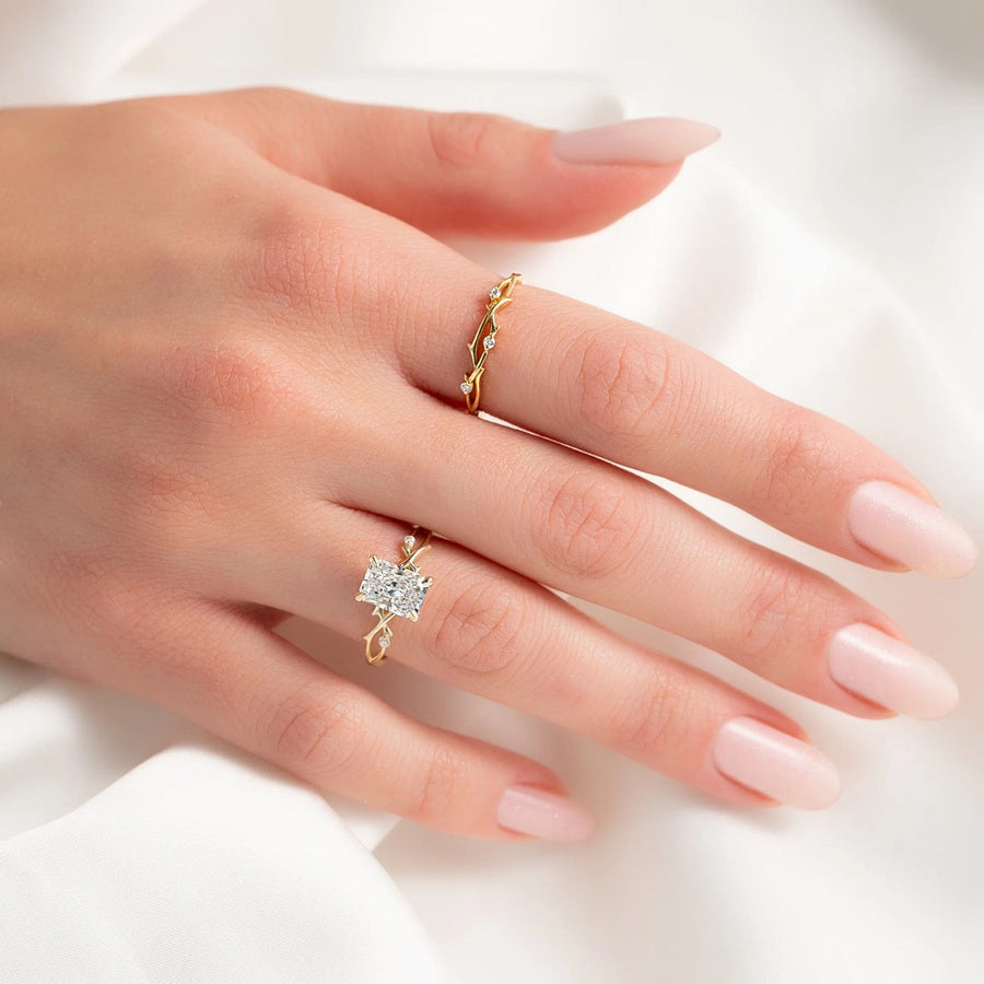  The Polished Twig Polished Radiant Lab Diamond Ring 18k Yellow Gold 003