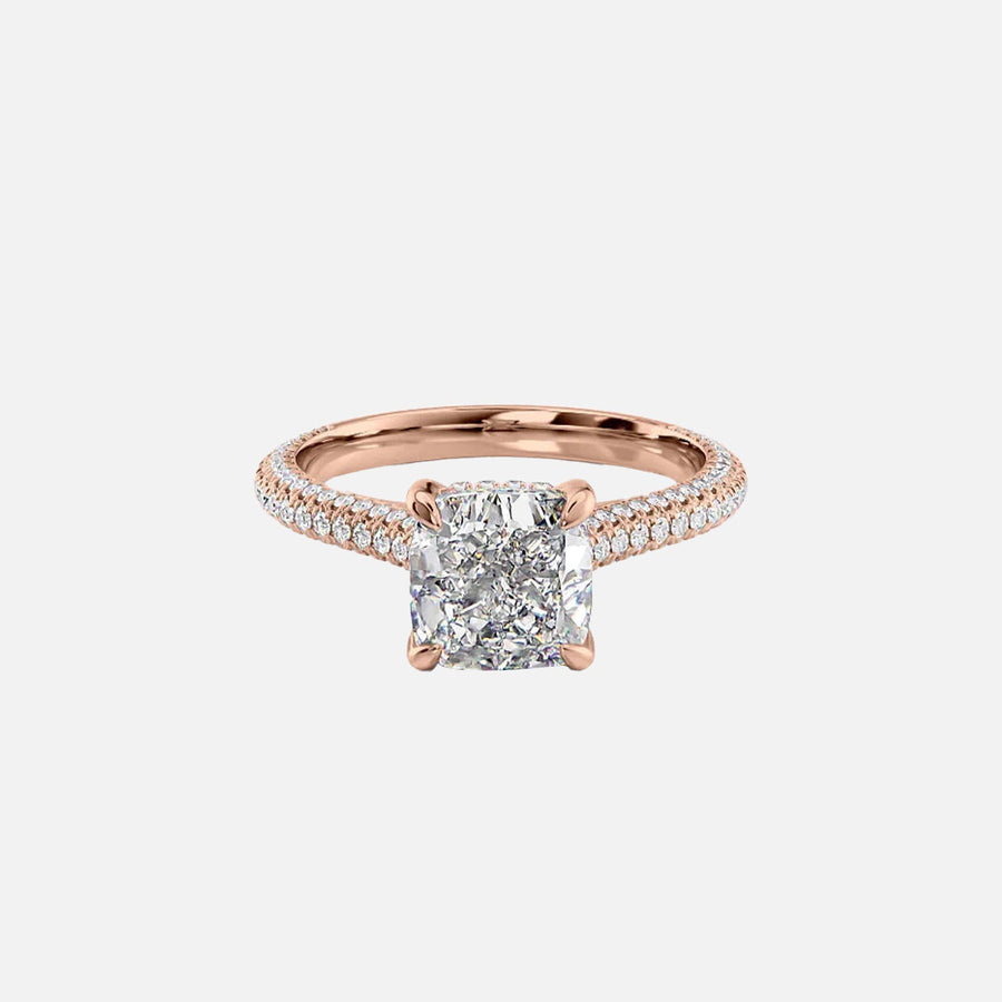  The Rachel Cushion Moissanite Ring 14k Rose Gold 001