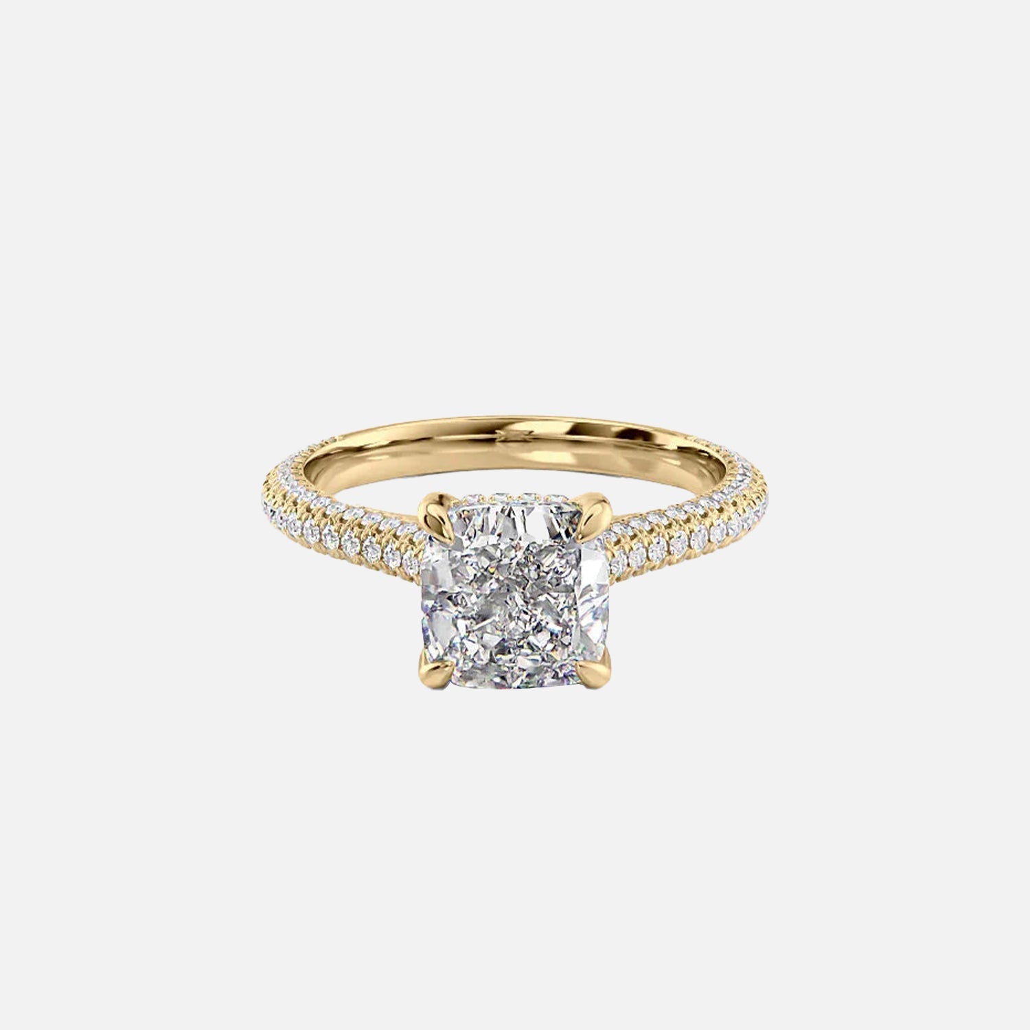 The Rachel Cushion Moissanite Ring 14k Yellow Gold 001