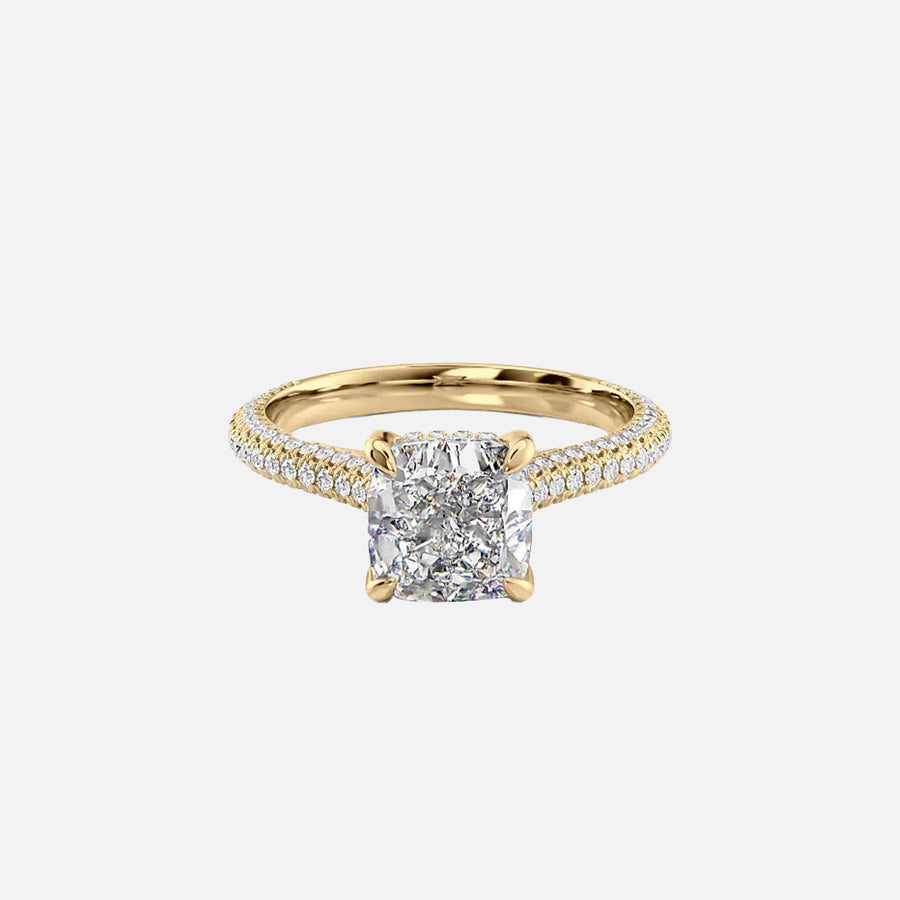 The Rachel Cushion Moissanite Ring 14k Yellow Gold 001