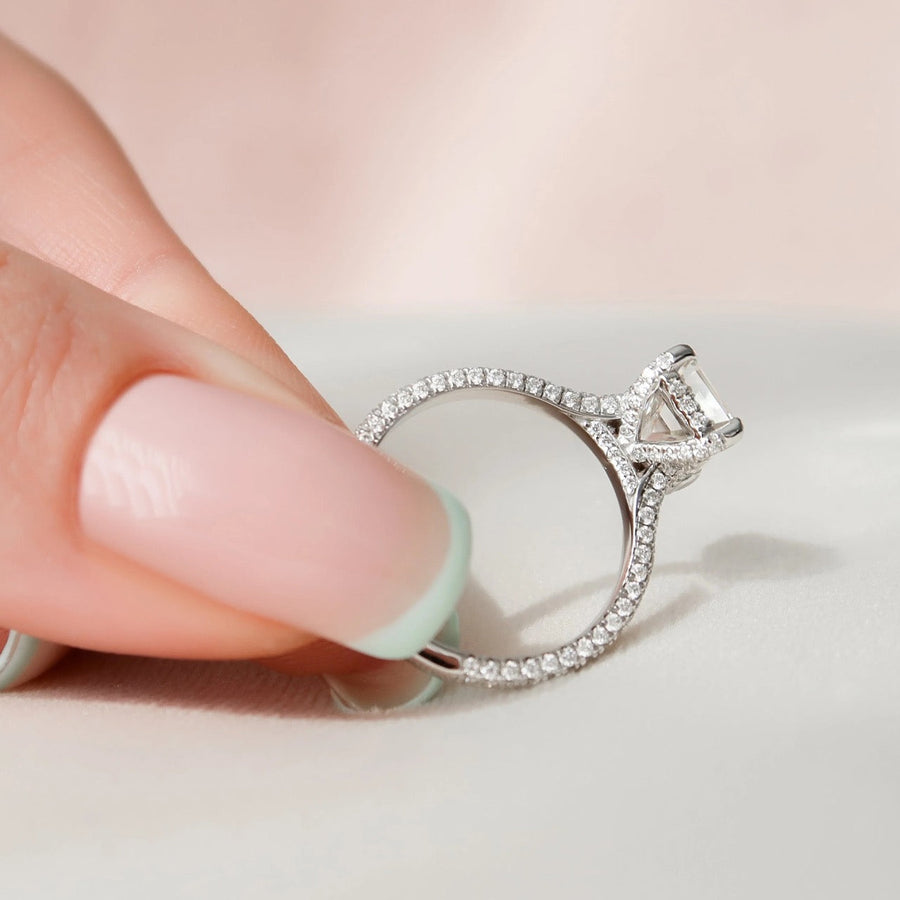  The Rachel Emerald Lab Diamond Ring 18k White Gold 004 Final